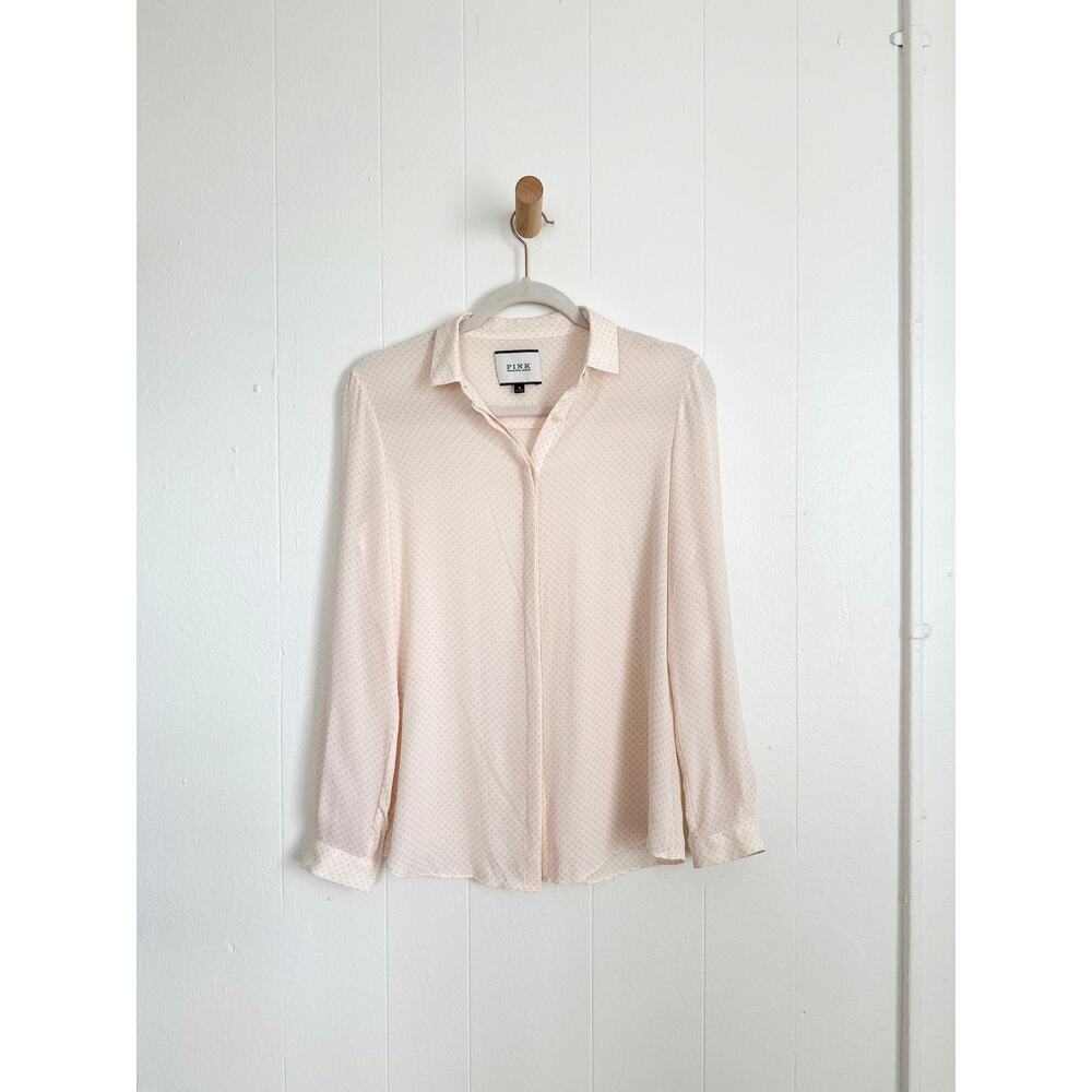 ARCHIVE Thomas Pink 100% Silk Tailored Shirt - Pastel Blush Polka Dot - 8/4
